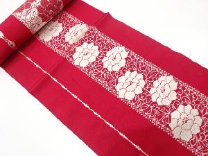 アンティーク　縞に牡丹模様織り出し　八寸帯地反物